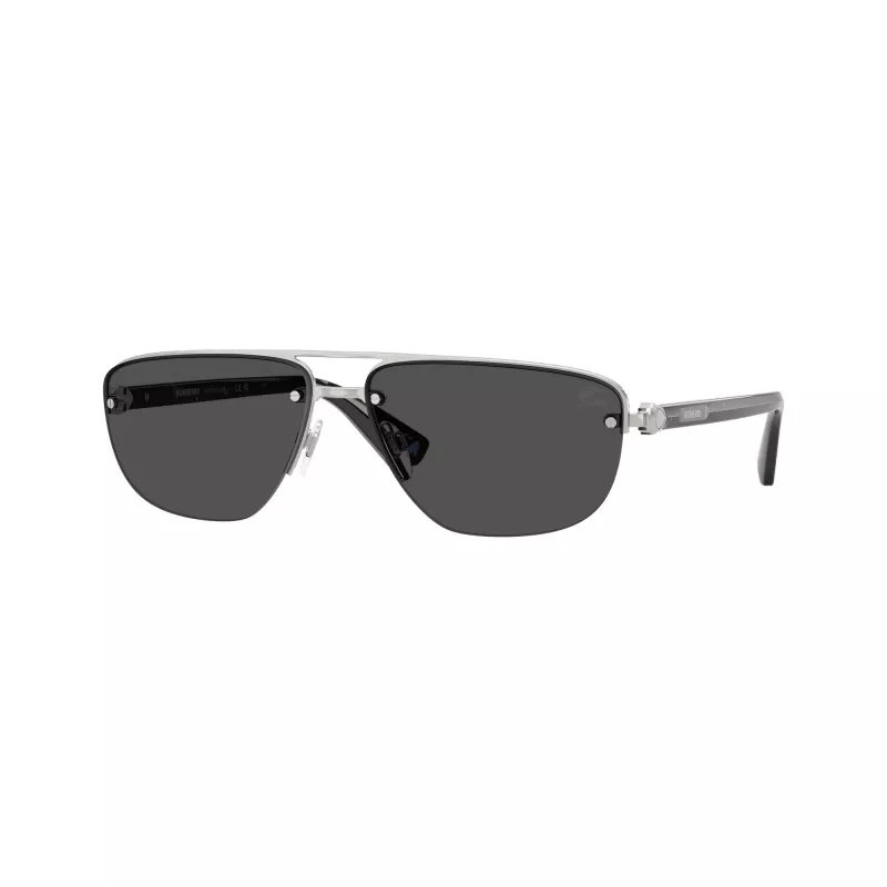 BURBERRY Gafas de sol para hombre BE3164 aviador, montura gunmetal, lentes gris oscuro, 62mm BE3164-100587