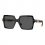 Versace VE4441 GB1-87 Gafas de sol para mujer, cuadradas, negro/gris, 55mm