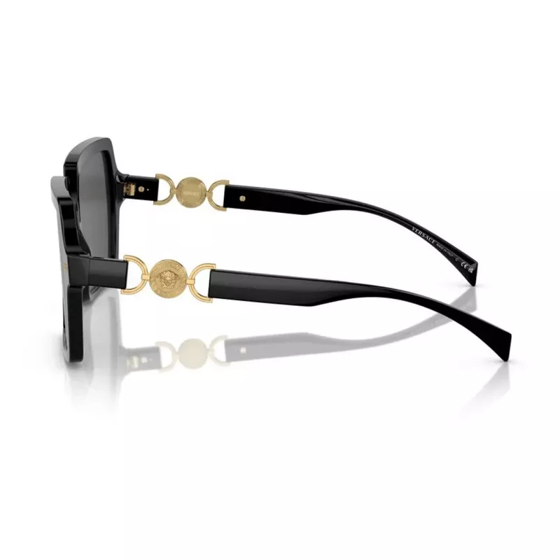 Versace VE4441 GB1-87 Gafas de sol para mujer, cuadradas, negro/gris, 55mm