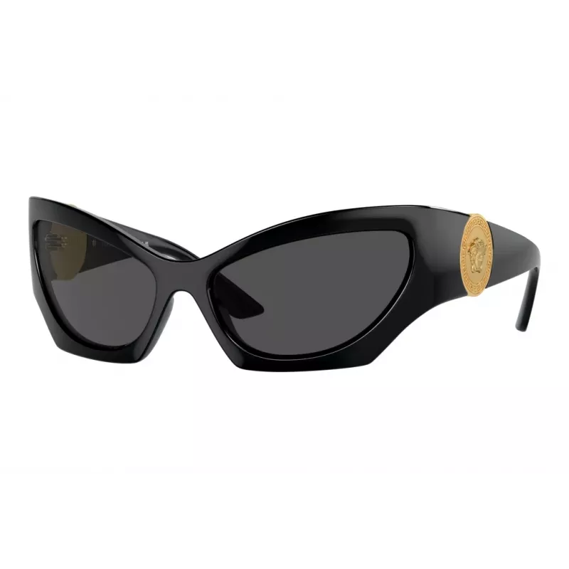 Versace VE4450-GB1-87 Gafas de sol para hombre, montura negra, lentes grises, 60/16/125 mm