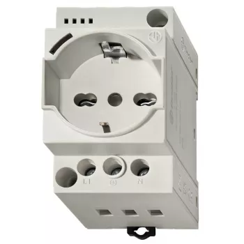 Finder 7U.00.8.230.0000 Toma Schuko para carril DIN, 230 V AC, 16 A, gris RAL 7035