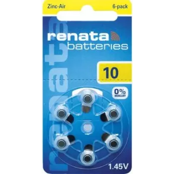 Renata ZA10 Pila para audífonos zinc-aire PR70 105 mAh 1,4 V pack de 6 ZA10.DP6 0HG