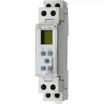 FINDER 127100240000 Temporizador digital programable, 1 conmutador 16A, 24V AC/DC, carril DIN
