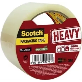 3M Scotch Heavy HV 5050 S.T. Cinta de embalaje, 50 mm x 50 m, transparente