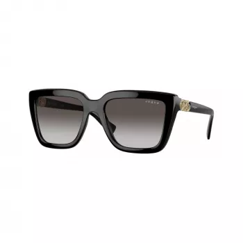 Vogue VO5575SBW448G Gafas de sol de mujer, montura cuadrada de acetato, negra, lentes grises degradadas, 55mm
