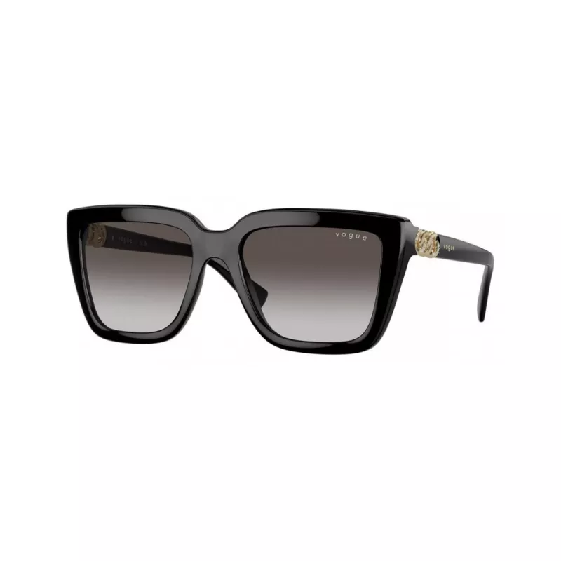 Vogue VO5575SBW448G Gafas de sol de mujer, montura cuadrada de acetato, negra, lentes grises degradadas, 55mm