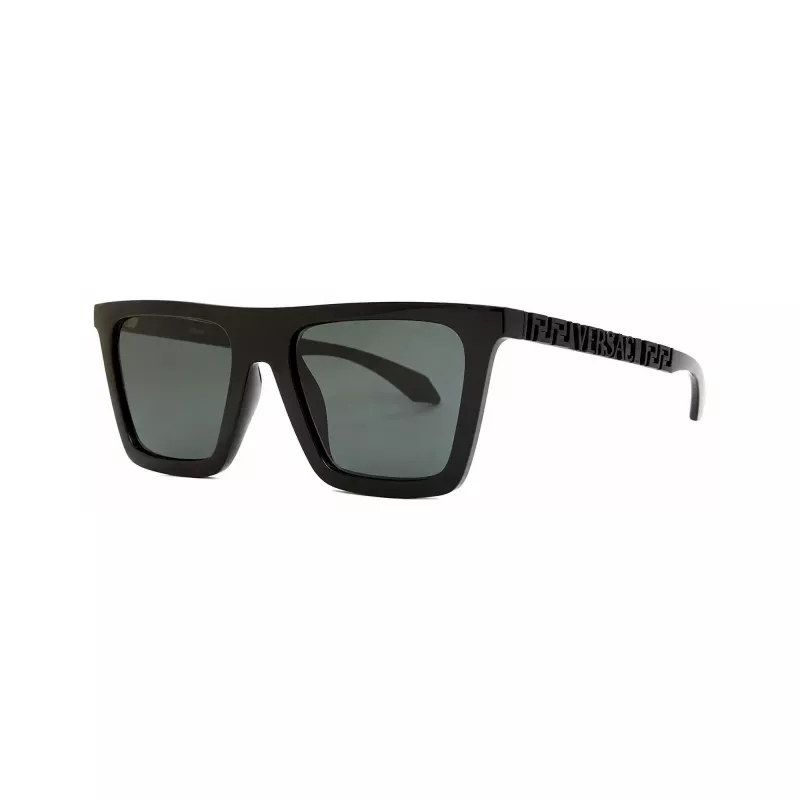 Versace VE4468UGB187 Gafas de sol de mujer estilo cat-eye, montura negra, lentes gris oscuro, 53-19-140 mm