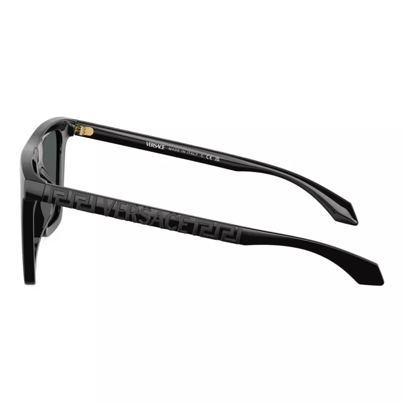 Versace VE4468UGB187 Gafas de sol de mujer estilo cat-eye, montura negra, lentes gris oscuro, 53-19-140 mm