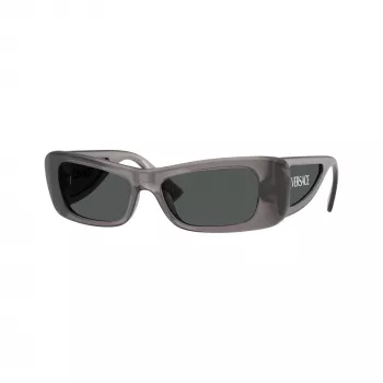 Versace Gafas de sol Cat-Eye de mujer VE4481-550287, montura gris transparente, lentes gris oscuro, 54mm