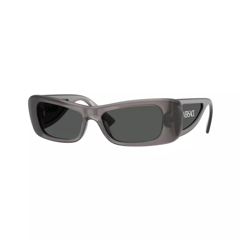 Versace Gafas de sol Cat-Eye de mujer VE4481-550287, montura gris transparente, lentes gris oscuro, 54mm