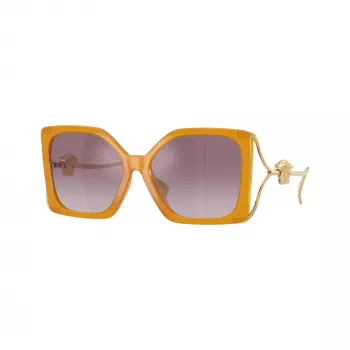 Versace VE4502U55376X Gafas de sol Cat-Eye de mujer, montura rosa transparente, lentes gris oscuro, 58/16/130 mm