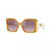 Versace VE4502U55376X Gafas de sol Cat-Eye de mujer, montura rosa transparente, lentes gris oscuro, 58/16/130 mm