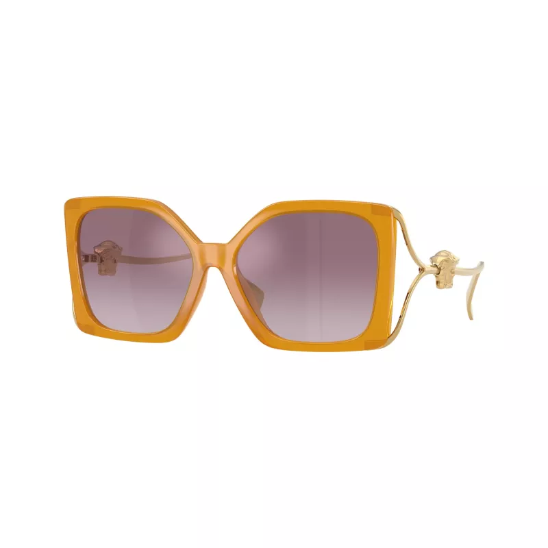 Versace VE4502U55376X Gafas de sol Cat-Eye de mujer, montura rosa transparente, lentes gris oscuro, 58/16/130 mm