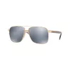 Versace VE2174-1002Z3 Gafas de sol de piloto para hombre, montura negra, lentes grises espejadas, 59/13/145 mm
