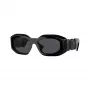 Versace VE4425U536087 Gafas de sol rectangulares para hombre, montura gris transparente, lentes grises oscuras, 54-18-145