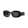 Versace VE4425U536087 Gafas de sol rectangulares para hombre, montura gris transparente, lentes grises oscuras, 54-18-145
