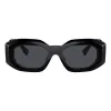 Versace VE4425U536087 Gafas de sol rectangulares para hombre, montura gris transparente, lentes grises oscuras, 54-18-145