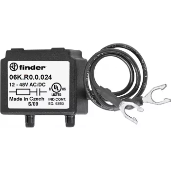 Módulo de supresión RC Finder 06K.R0.0.024 para bobinas de relé, 6-24V AC/DC, 100Ω + 0,1µF, módulo enchufable
