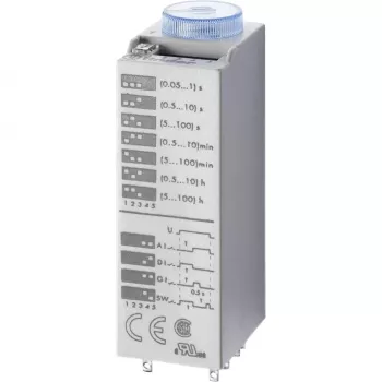 Relé temporizador multifunción Finder 85.04.0.125.0000, 125V AC/DC, 0,05s-360000s, 4 conmutadores