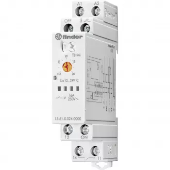 Finder 13.61.0.024.0000 Relé de impulso, 1 conmutador, 16 A, bobina 24 V AC/DC, carril DIN