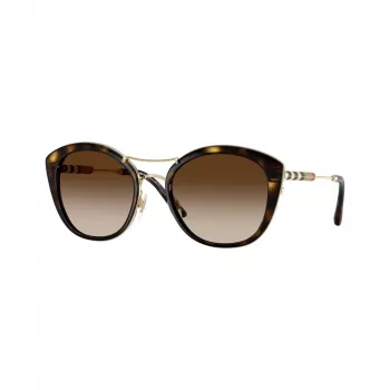 Burberry BE4251Q300213 Gafas de sol de mujer estilo gato, montura habana oscuro, lentes degradadas marrones, 53mm