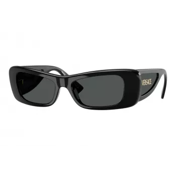 Versace Gafas de sol cuadradas de mujer VE4481-GB1-87, montura negra, lentes grises, 54mm