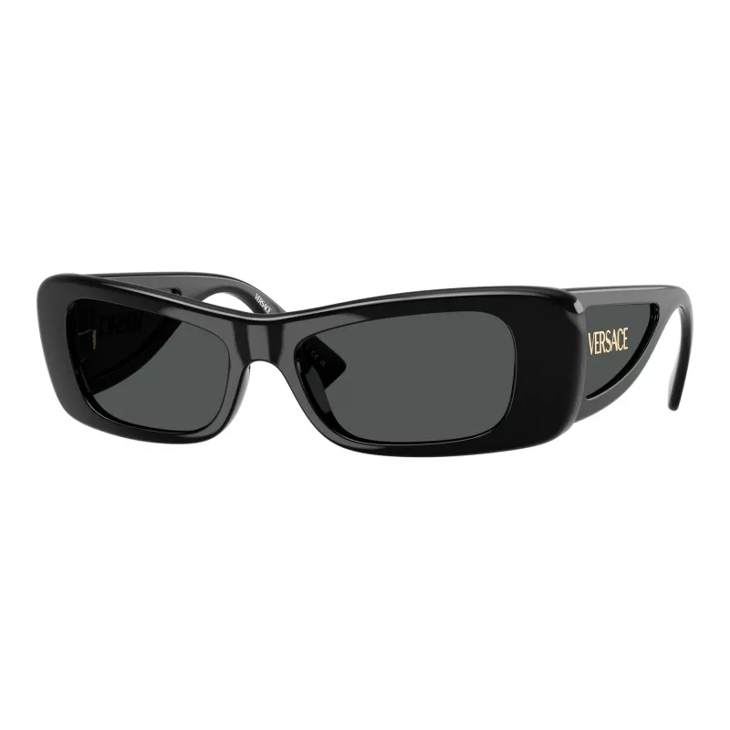 Versace Gafas de sol cuadradas de mujer VE4481-GB1-87, montura negra, lentes grises, 54mm