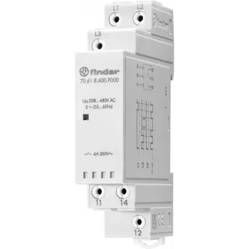 Finder 70.61.8.400.P000 relé de supervisión de tensión de 3 fases, 400 V AC, 1 contacto conmutado, carril DIN