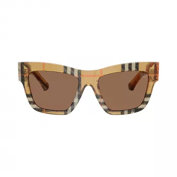 Burberry BE4449-414673 Gafas de sol de mujer, montura cuadrada de acetato, Havana/carey, lentes marrones, 53/19/140 mm