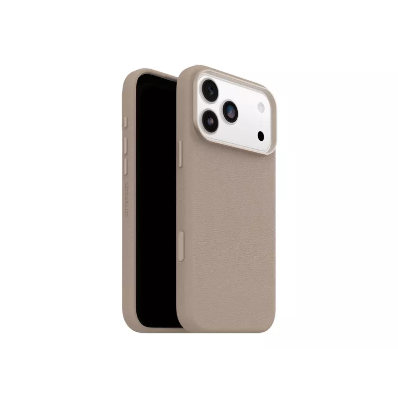 OtterBox Symmetry Series Funda trasera para Apple iPhone 17 Pro Max – Compatible con MagSafe – Piel de cactus, imán, poliuretano – Gray Comfort (Beige) 77-99073