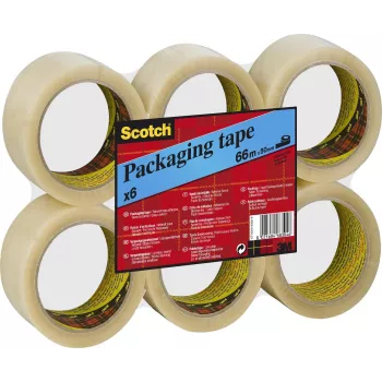 3M Scotch Cinta de embalar 6890, 50mm x 66m, PVC transparente, alta adherencia, silenciosa, 50 micras - 1 rollo (PVC6RT)
