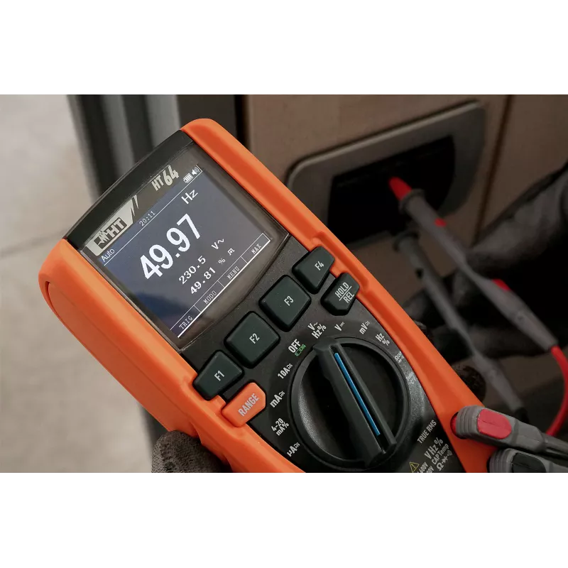 HT Instruments HT64 Multímetro digital con registrador de datos, True RMS, CAT III 1000V / CAT IV 600V, 6000 Counts 1010340