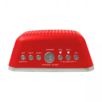 AIWA CRU-19RD radio reloj roja con sintonizador FM/AM, doble alarma, snooze, temporizador de apagado, pantalla LED, respaldo con pilas