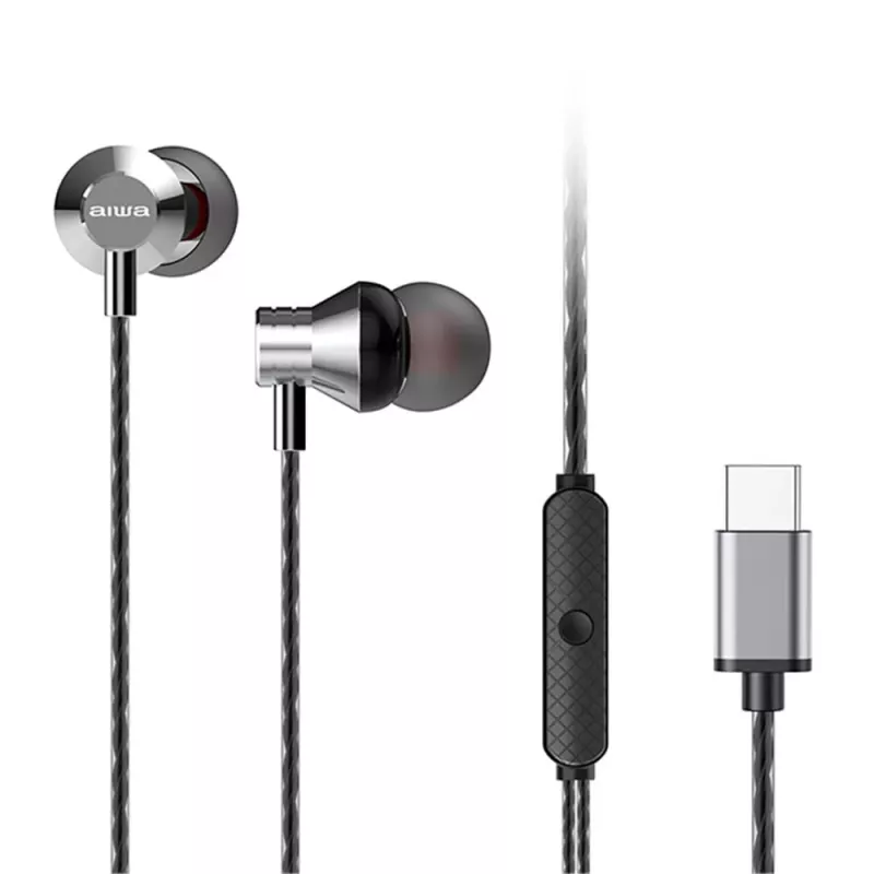 AIWA ESTM-50USB-C/SL Auriculares in-ear estéreo con micrófono, USB-C, Plata