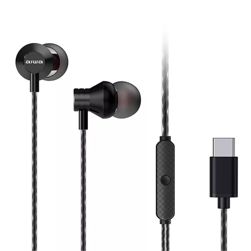 AIWA ESTM-50USB-C/BK Auriculares in-ear estéreo con micrófono, USB-C, Negro