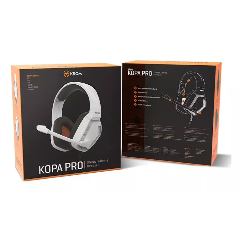 KROM KOPA PRO auriculares gaming con cable blancos NXKROMKOPAPROWH