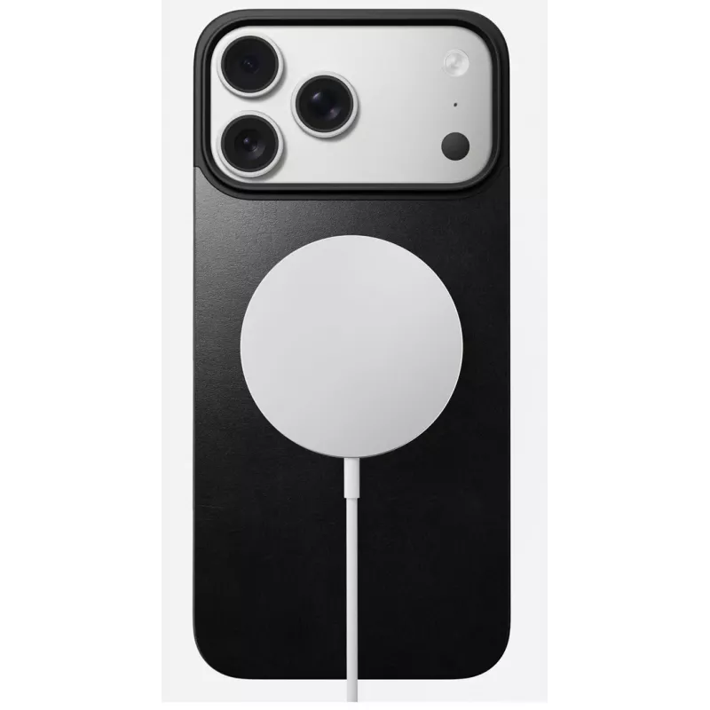 Funda trasera de cuero magnética NOMAD para iPhone 17 Pro Max compatible con MagSafe, cuero Horween (negro)