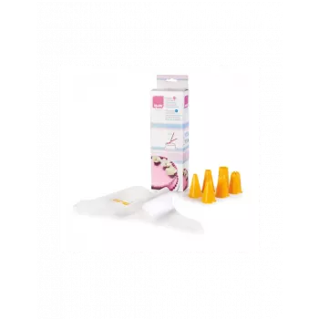 IBILI set de mangas pasteleras, 10 mangas desechables + 6 boquillas de acero inoxidable