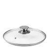 IBILI Tapa de cristal 24 cm de vidrio templado con borde de acero inoxidable y orificio para vapor