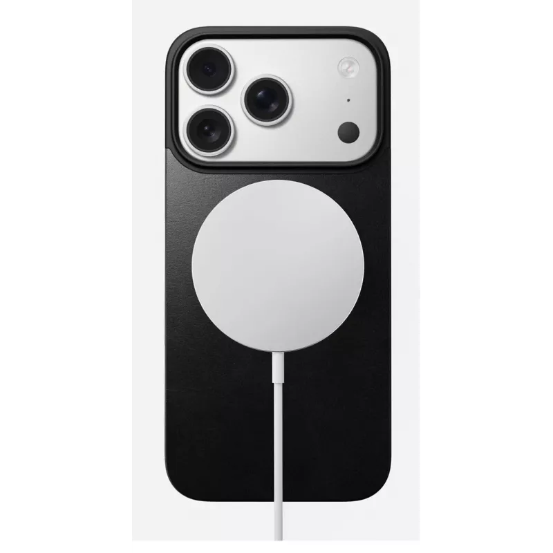 NOMAD Magnetic Leather Back para iPhone 17 Pro – compatible con MagSafe, piel Horween, Negro