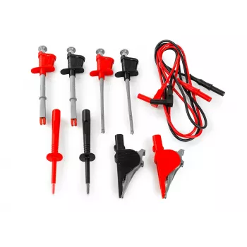 Juego de cables de medición para multímetro HT Instruments 44100 con conectores macho banana de 4mm, puntas de prueba y 6 pinzas de cocodrilo (20A)