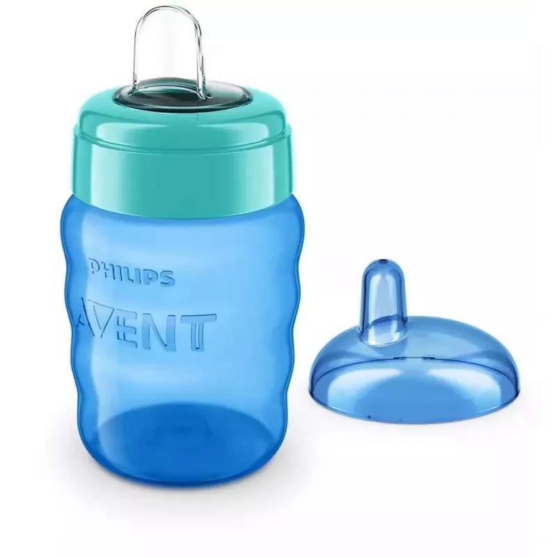 Vaso de aprendizaje Philips AVENT Easy Sip, 9M+, 260 ml, boquilla de silicona, azul