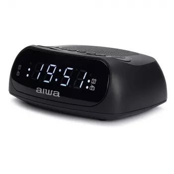 Radio reloj AIWA CR-09J FM con doble alarma, pantalla LED, negra