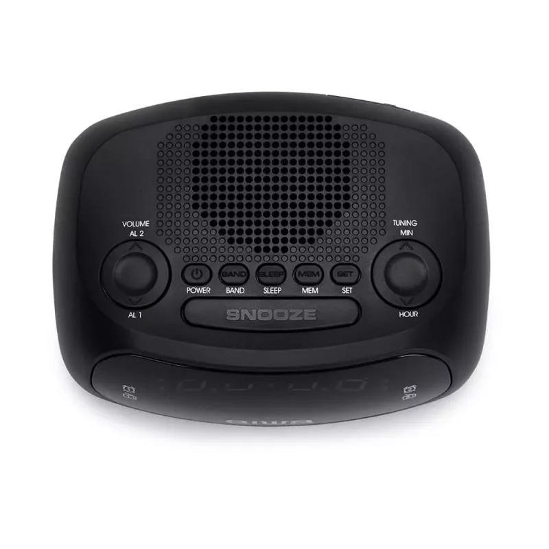 Radio reloj AIWA CR-09J FM con doble alarma, pantalla LED, negra