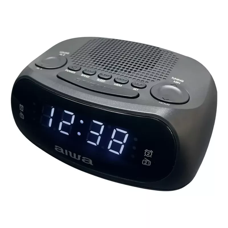 Radio reloj AIWA CR-09J FM con doble alarma, pantalla LED, negra