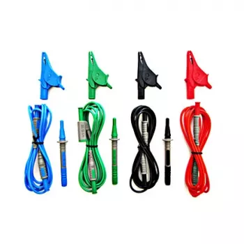 Juego de cables de prueba universales HT Instruments G3, CAT IV 600V / CAT III 1000V, 10A, cables de silicona de 1,5m con puntas de prueba y pinzas de cocodrilo, rojo/negro 1006210