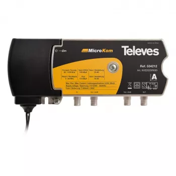 Amplificador de banda ancha Televes KVE2025RK65 20/25dB con canal de retorno 5-65MHz 20dB (534212)