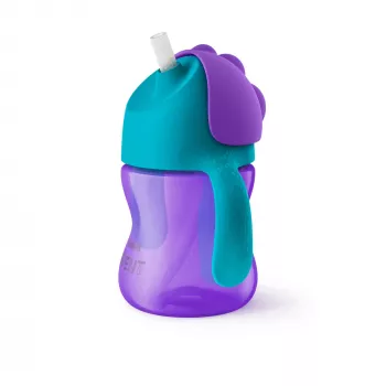 Vaso con pajita flexible Philips Avent 200 ml, 9m+, lila