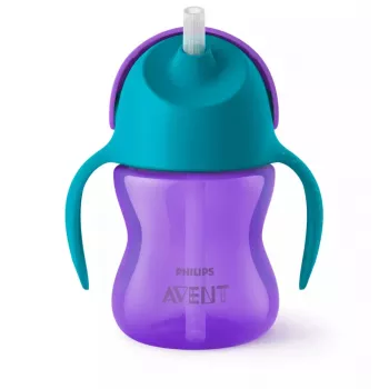 Vaso con pajita flexible Philips Avent 200 ml, 9m+, lila