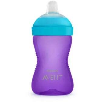 Vaso de aprendizaje Philips AVENT My Grippy con boquilla suave 300 ml, 9m+, lila